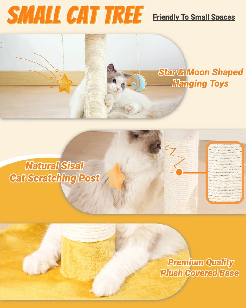 Happi N Pets 56 cm Felhő Alakú Macska Kaparófa - Kényelmes Fekhellyel, Természetes Szizál Kötéllel, Függő Játékokkal, Stabil Szerkezettel Ki