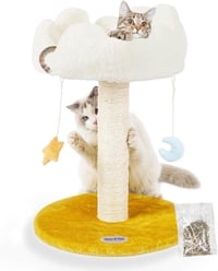 Happi N Pets 56 cm Felhő Alakú Macska Kaparófa - Kényelmes Fekhellyel, Természetes Szizál Kötéllel, Függő Játékokkal, Stabil Szerkezettel Ki 1
