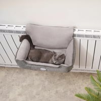 Happi N Pets Fűtőtestre Akasztható Macska Ágy - Szürke Pihenőhely 8kg-ig, Állítható Kampóval, Mosható Pamut-Poliészter Függőágy Középméretű  9