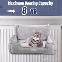 Happi N Pets Fűtőtestre Akasztható Macska Ágy - Szürke Pihenőhely 8kg-ig, Állítható Kampóval, Mosható Pamut-Poliészter Függőágy Középméretű  8