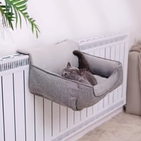 Happi N Pets Fűtőtestre Akasztható Macska Ágy - Szürke Pihenőhely 8kg-ig, Állítható Kampóval, Mosható Pamut-Poliészter Függőágy Középméretű  2