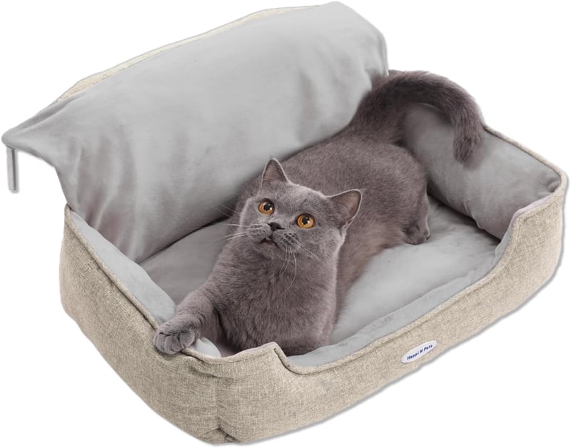 Happi N Pets Nagy macska radiátor ágy, szürke fűtőtest fekvőhely ablakra, állítható akasztó, mosható huzat