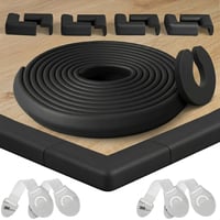 Set Protecție Margini Happy Chlea și 8 Protecții Colțuri din Spumă pentru Bebeluși – 6,4 m Protecție Mobilă, Opritor Ușă, 4 Siguranțe pentru Sertare, Negru 1