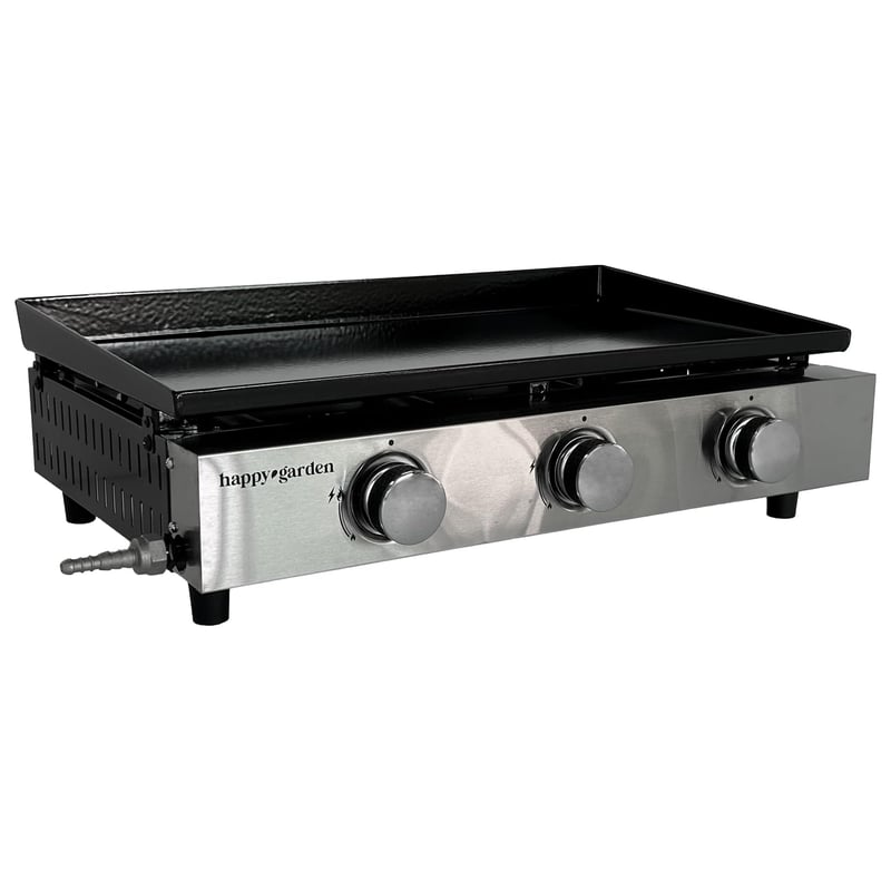 Plynový gril Happy Garden MÉRIDA BQ501 – 3 horáky, 6 kW, smaltovaná oceľová doska 60x35 cm, čierny, bután/propán