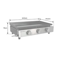 Plynový gril Happy Garden MÉRIDA BQ501 – 3 horáky, 6 kW, smaltovaná oceľová doska 60x35 cm, čierny, bután/propán 6