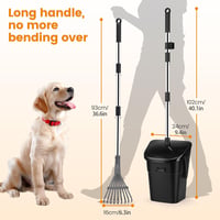 HAPPY HACHI Kutyaürülék Szedő 102 cm Forgatható Tartállyal és Gereblyével, 20 Hulladékzsákkal, Nagy és Kis Kutyákhoz 2