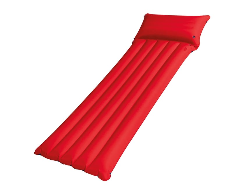 Saltea gonflabilă Happy People, 175 x 54 cm, PVC cu înveliș din microfibră, culoare roșie, pentru camping și plajă