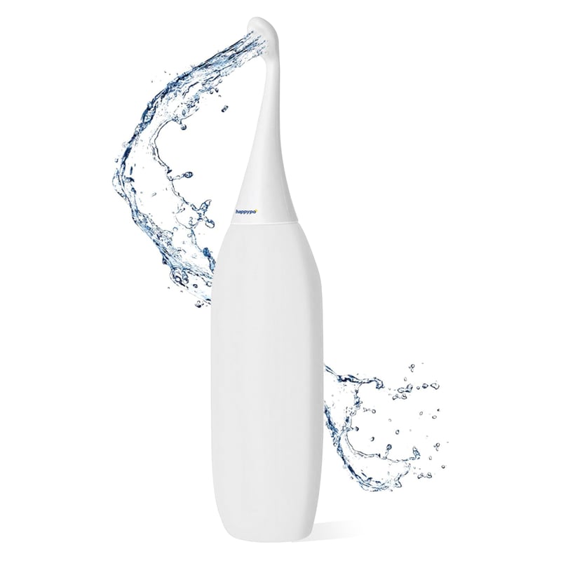 HAPPYPO Po Shower 2.0 Biela prenosná bidetová sprcha - Intímna sprcha s cestovnou taškou, náhrada za vlhčené obrúsky, čistenie vodou, úspora toaletného papiera