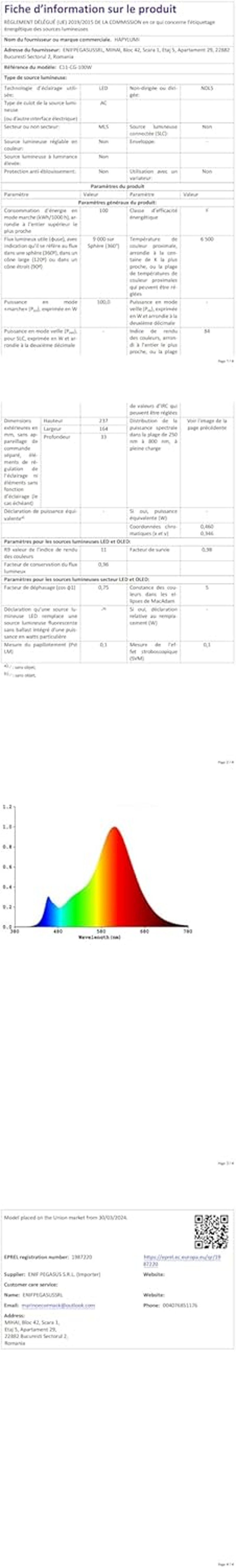 HAPYLUMI 100W LED Kültéri Reflektor 10000 lm IP67 Vízálló 6500K Hideg Fehér 2db