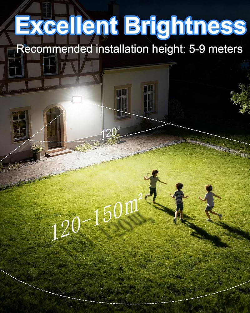 HAPYLUMI 100W LED Kültéri Reflektor 10000 lm IP67 Vízálló 6500K Hideg Fehér 2db