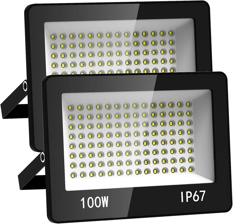 HAPYLUMI 100W LED Kültéri Reflektor 10000 lm IP67 Vízálló 6500K Hideg Fehér 2db
