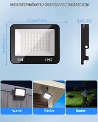 HAPYLUMI LED vanjski reflektor 50W 5000 lumena hladno bijelo svjetlo 6500K vanjska reflektorska svjetiljka vodootporni vrtni reflektor 7