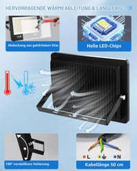 HAPYLUMI LED vanjski reflektor 50W 5000 lumena hladno bijelo svjetlo 6500K vanjska reflektorska svjetiljka vodootporni vrtni reflektor 3