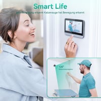 HAPYTHDA WiFi Ajtókamera 1080P HD Videóval, Kétirányú Hanggal, Éjjellátóval és Mozgásérzékelővel, 4,3" Monitorral, 120° Látószöggel, Mobilal 6