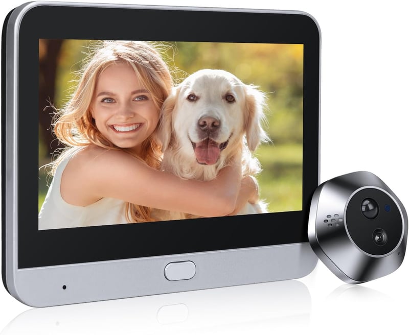 HAPYTHDA WiFi Ajtókamera 1080P HD Videóval, Kétirányú Hanggal, Éjjellátóval és Mozgásérzékelővel, 4,3" Monitorral, 120° Látószöggel, Mobilal