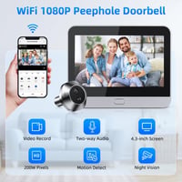 HAPYTHDA WiFi Ajtókamera 4,3" Monitorral - 1080P Digitális Kémlelőnyílás, 90° Látószög, PIR Mozgásérzékelő, 5000mAh Akku, Éjjellátó 7