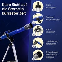 HARBARTH Teleszkóp 60mm Objektív 600mm Fókusz Állvánnyal Okostelefon Tartóval Táskával Felnőtteknek Csillagászathoz 5