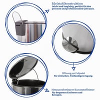 Harbour Housewares 30L Rozsdamentes Acél Pedálos Szemetes Kuka Konyhai Hulladékgyűjtő Szatén Brushed Kivitel 2