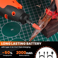 HARDELL 12V vezeték nélküli forgó szerszám 6 fokozatú kijelzővel, 80 részes tartozékkészlet, 2000 mAh gyorstöltés, narancs-fekete 6
