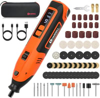 HARDELL 12V vezeték nélküli forgó szerszám 6 fokozatú kijelzővel, 80 részes tartozékkészlet, 2000 mAh gyorstöltés, narancs-fekete 1