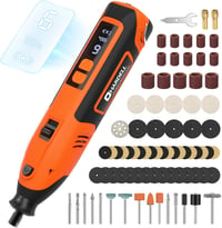 HARDELL 12V vezeték nélküli forgó szerszám 6 fokozatú kijelzővel, 80 részes tartozékkészlet, 2000 mAh gyorstöltés, narancs-fekete 8