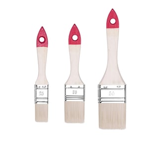 HARDY WORKING TOOLS A0280-030100 Set plosnatih kistova 3 kom, 1 inč, 1,5 inč, 2 inča širine, drvena drška, crveni, serija 30