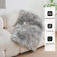 HARESLE Hosszú szőrű műszőrme szőnyeg mosható puha shaggy hálószobába szürke 160x230 cm 5