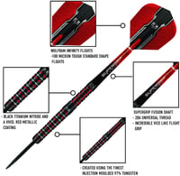 Harrows Wolfram Infinity Acél Hegyű Tungsten Darts 23g - Piros Profi Nyíl Szett Céllövéshez 5