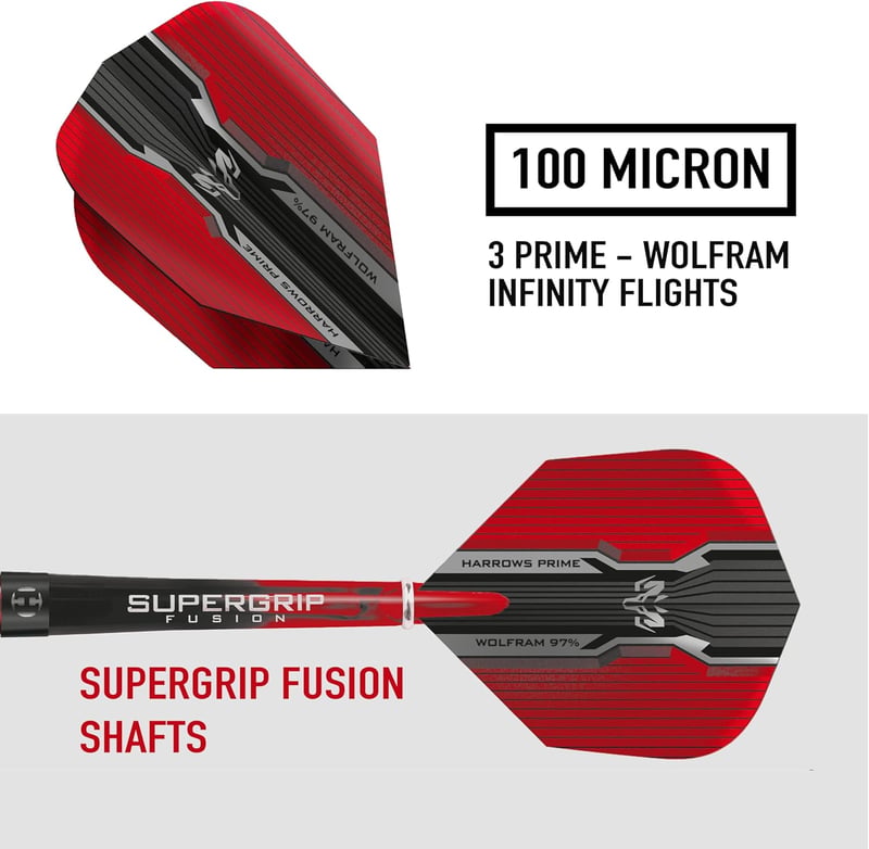 Harrows Wolfram Infinity Acél Hegyű Tungsten Darts 23g - Piros Profi Nyíl Szett Céllövéshez
