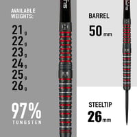 Harrows Wolfram Infinity Acél Hegyű Tungsten Darts 23g - Piros Profi Nyíl Szett Céllövéshez 3
