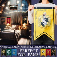 Decorațiune de perete pentru zi de naștere cu stema Harry Potter Hogwarts, ghirlandă din 6 piese cu casele Hogwarts: Gryffindor, Hufflepuff, Slytherin, Ravenclaw 2