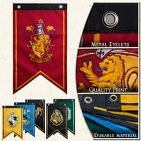 Decorațiune de perete pentru zi de naștere cu stema Harry Potter Hogwarts, ghirlandă din 6 piese cu casele Hogwarts: Gryffindor, Hufflepuff, Slytherin, Ravenclaw 5
