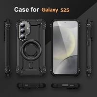 HARUINO Galaxy S25 mágneses tok állvánnyal, lencse védelemmel, ütésálló, fekete - S25, 2-black 4