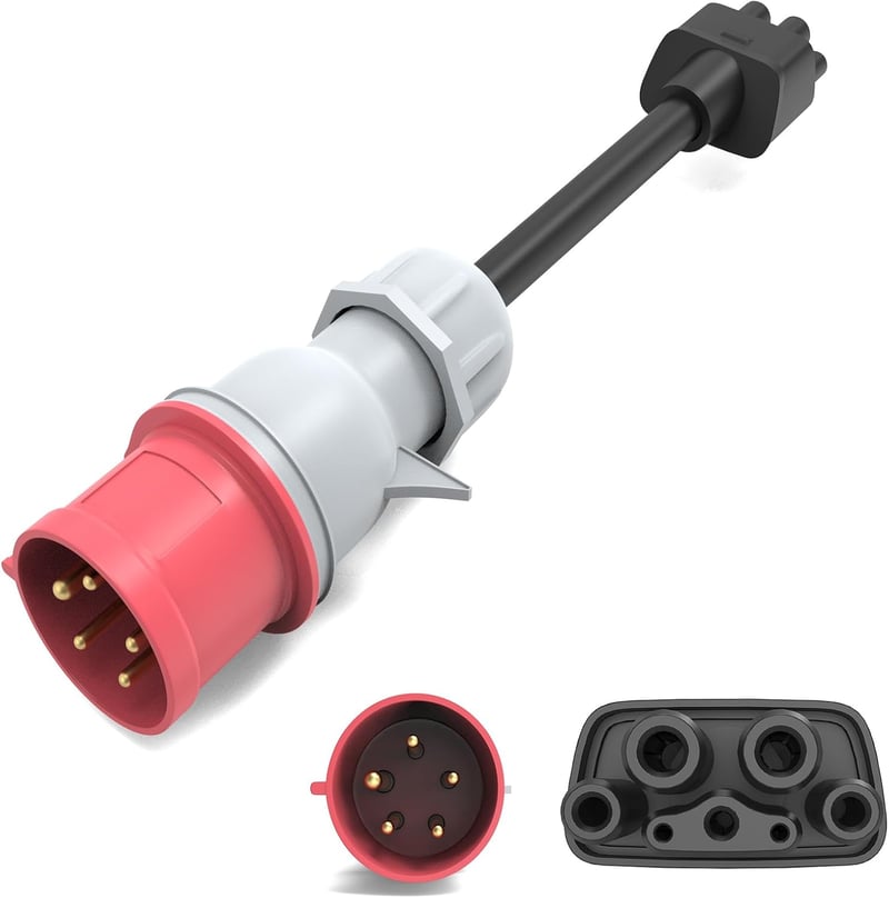 HASA zone 5 Pin CEE Adapter Tesla Gen 2 Mobil Töltőhöz - Kompatibilis Tesla S/3/X/Y Modellekkel - 240V 32A EV Töltőkábel Hosszabbító (Piros)