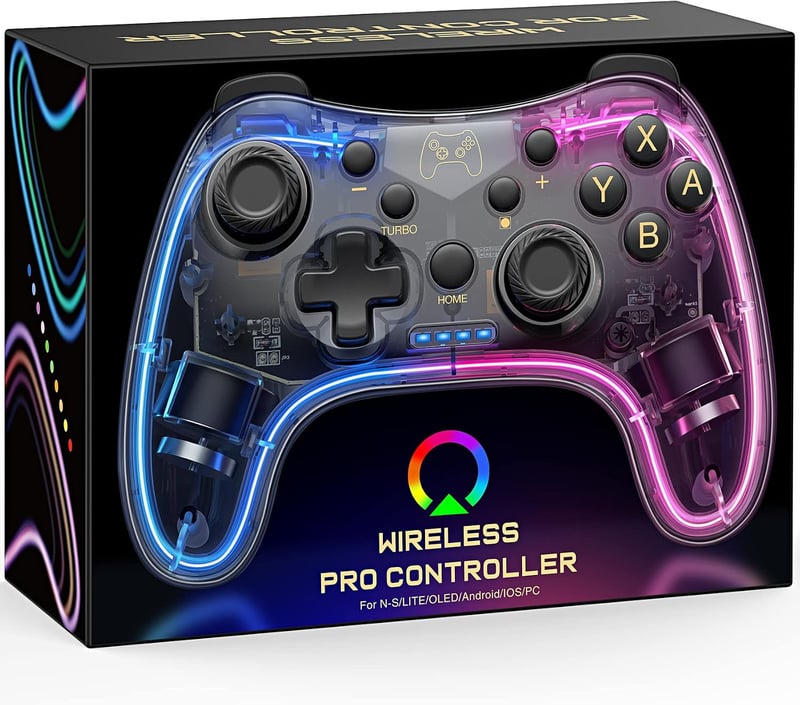 HASACOOL Átlátszó fényes vezeték nélküli Switch vezérlő ébresztés és alkalmazás vezérléssel Android iOS PC kompatibilis Switch Lite OLED