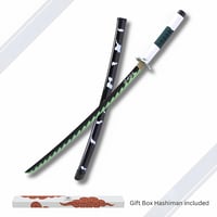 Sabie de samurai din manga Demon Slayer, cu suport din lemn, curea, sabie decorativă cosplay japoneză pentru copii și adulți 5