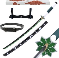 Sabie de samurai din manga Demon Slayer, cu suport din lemn, curea, sabie decorativă cosplay japoneză pentru copii și adulți 1