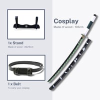 Sabie de samurai din manga Demon Slayer, cu suport din lemn, curea, sabie decorativă cosplay japoneză pentru copii și adulți 3