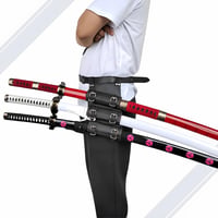 Hashiman Triple Katana One Piece Roronoa Zoro Shusui Wado Kitetsu szett fa állvánnyal 5