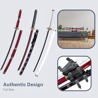 Hashiman Triple Katana One Piece Roronoa Zoro Shusui Wado Kitetsu szett fa állvánnyal 4