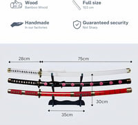 Hashiman Triple Katana One Piece Roronoa Zoro Shusui Wado Kitetsu szett fa állvánnyal 2