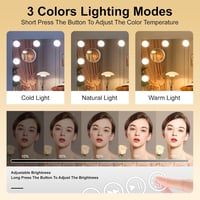 Hasipu Hollywood Sminktükör 81x61 cm – LED Fényekkel, 10X Nagyítás, 3 Színhőmód, USB & Type-C Töltés (Fehér) 3