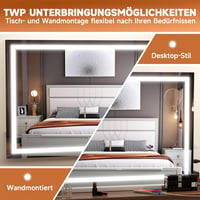 Hasipu LED Kozmetikai Tükör 58x46 cm - Fehér Alumínium Sminktükör 3 Fényerősséggel, Érintőképernyős Vezérléssel, Falra Szerelhető vagy Aszta 5