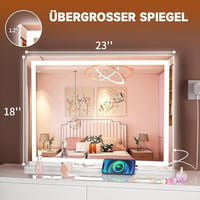 Hasipu LED Kozmetikai Tükör 58x46 cm - Fehér Alumínium Sminktükör 3 Fényerősséggel, Érintőképernyős Vezérléssel, Falra Szerelhető vagy Aszta 2
