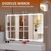 Hasipu LED Sminktükör 80x55 cm - Fali vagy Asztali Kozmetikai Tükör Érintőképernyős Vezérléssel, 3 Színhőmérséklettel és Fényerőszabályzóval 2