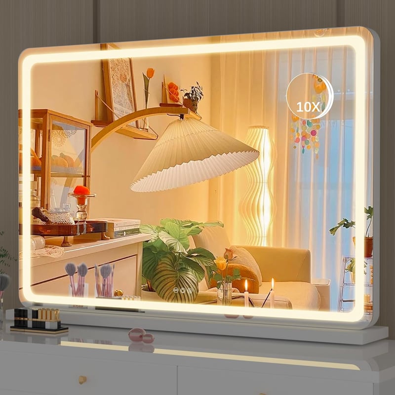 Hasipu LED Sminktükör 80x55 cm - Fali vagy Asztali Kozmetikai Tükör Érintőképernyős Vezérléssel, 3 Színhőmérséklettel és Fényerőszabályzóval