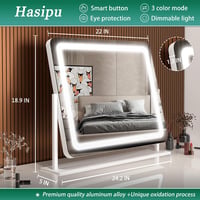 Hasipu LED sminktükör 10x nagyítással, 3 színhőmérséklet, 360°-os forgatás - fehér - 58x48 cm 4