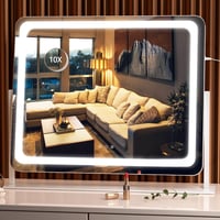 Hasipu LED sminktükör 10x nagyítással, 3 színhőmérséklet, 360°-os forgatás - fehér - 58x48 cm 1