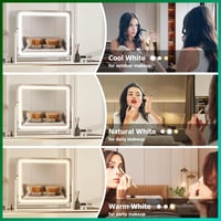 Hasipu LED sminktükör 10x nagyítással, 3 színhőmérséklet, 360°-os forgatás - fehér - 58x48 cm 2