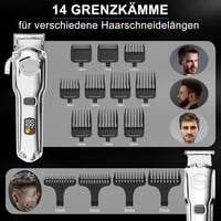 Hatteker Professzionális Hajvágó és Szakállvágó Készlet - Vezeték Nélküli, Vízálló, Akkumulátoros Trimmer LCD Kijelzővel, Ezüst 5